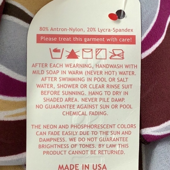 Zuliana vintage multi color print tie sarong. Made In USA. New With Tags. - Picture 4 of 4